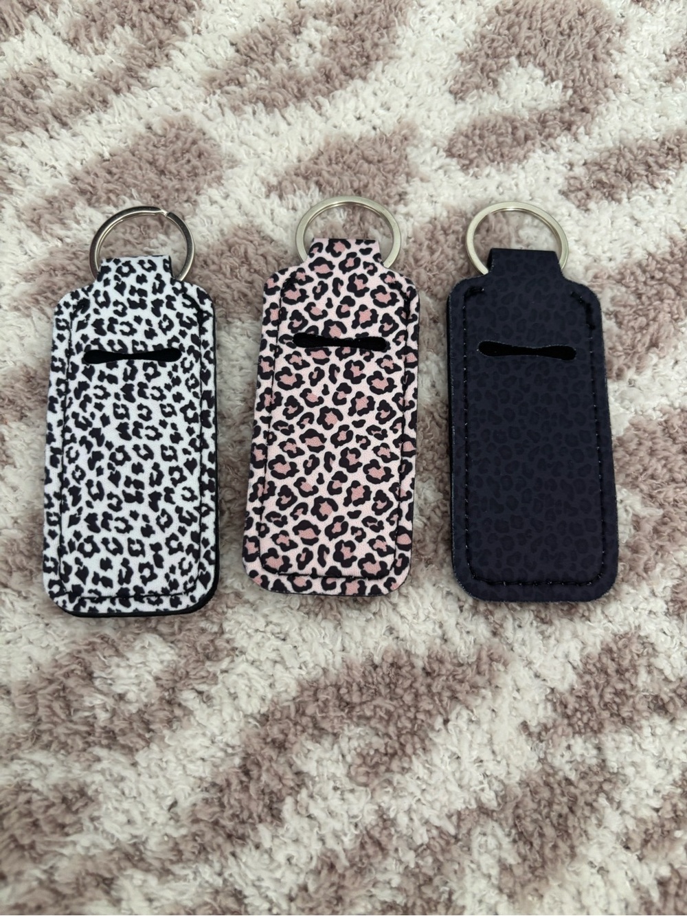 3 pack leopard print chapstick holder for keychain